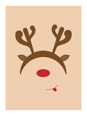 Christmas illustration, vector image of the new year and Christmas
silhouette of a deer's muzzle with a red nose