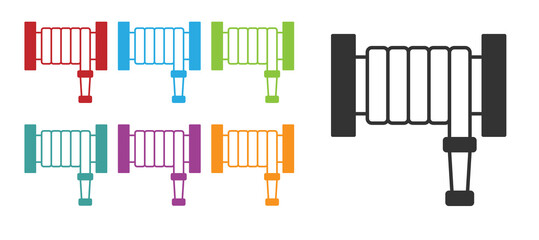 Black Fire hose reel icon isolated on white background. Set icons colorful. Vector
