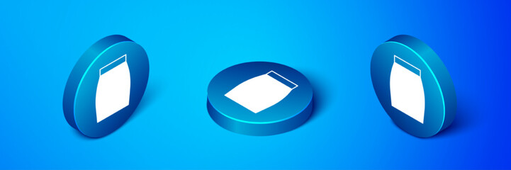 Isometric Skirt icon isolated on blue background. Blue circle button. Vector