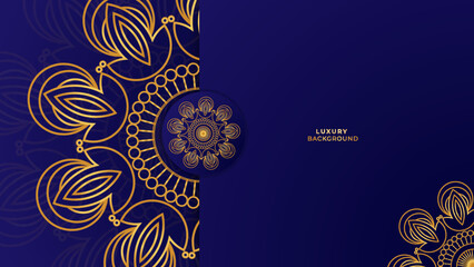 Abstract dark blue and golden mosaic luxury background. Design for premium and luxury product.