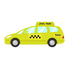 Obraz premium Taxi car icon. Minivan. Color silhouette. Side view. Vector simple flat graphic illustration. Isolated object on a white background. Isolate.