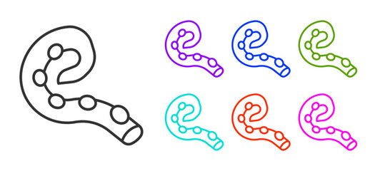Black line Octopus of tentacle icon isolated on white background. Set icons colorful. Vector