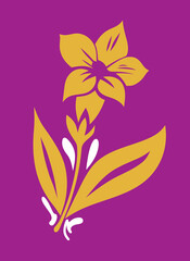 Golden flower over purple background