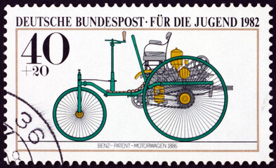 Postage stamp Germany 1982 Benz, 1886, antique car