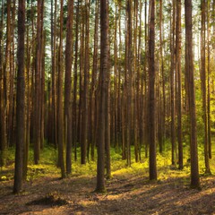 Fototapeta premium Autumn forest in the morning