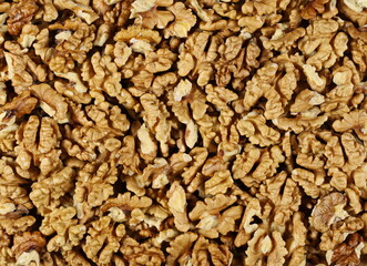 Walnut kernels background and view