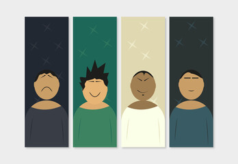 Character Types in Different Shapes Vector Design