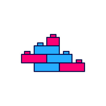 recommend clip art: Filled outline Toy building block bricks for children icon isolated on white background. Vector