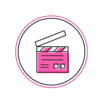 recommend clip art: Filled outline Movie clapper icon isolated on white background. Film clapper board. Clapperboard sign. Cinema production or media industry. Vector