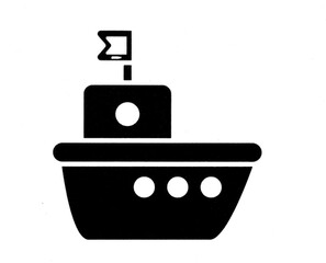 cargo ship on white background