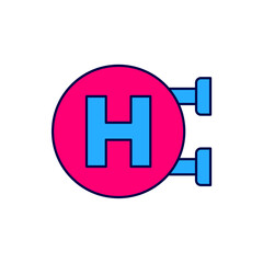 Filled outline Hospital signboard icon isolated on white background. Vector