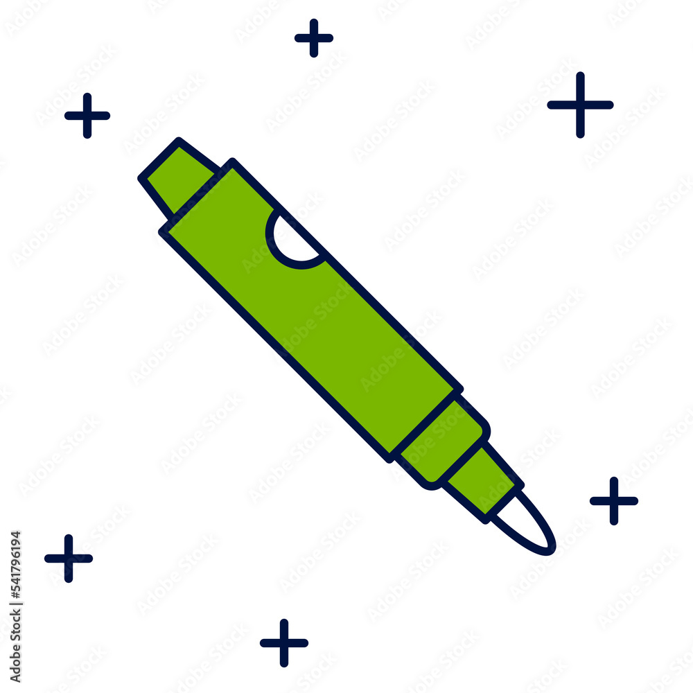 Sticker Filled outline Marker pen icon isolated on white background. Vector