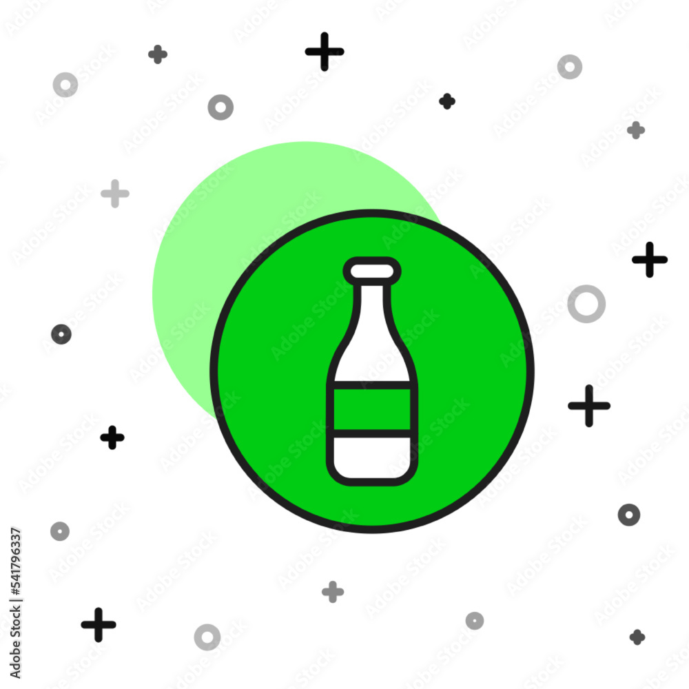 Sticker filled outline bottle icon isolated on white background. vector