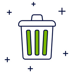 Filled outline Trash can icon isolated on white background. Garbage bin sign. Recycle basket icon. Office trash icon. Vector
