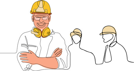 construction manager and engineer working on building site. Vector illustration