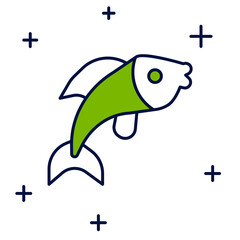 Obraz premium Filled outline Fish icon isolated on white background. Vector