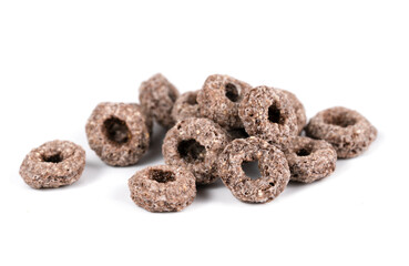 chocolate flakes on white background