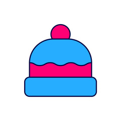 Filled outline Beanie hat icon isolated on white background. Vector