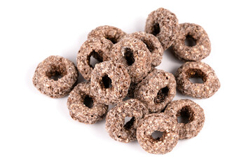chocolate flakes on white background