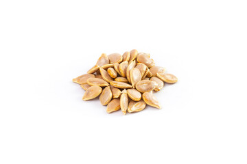 Pumpkin seeds pile isolated on white background