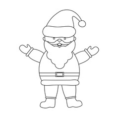 Santa Claus coloring page. Santa Claus in a stroke. Drawing of Santa. Vector illustration