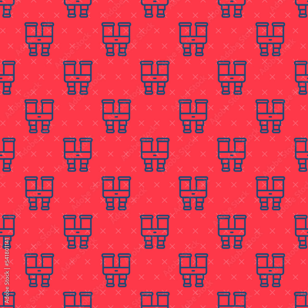 Canvas Prints blue line binoculars icon isolated seamless pattern on red background. find software sign. spy equip