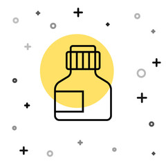 Black line Paint, gouache, jar, dye icon isolated on white background. Random dynamic shapes. Vector