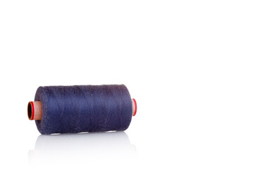 skein of thread purple colors macro on a white background
