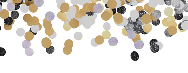 Gold confetti background, isolated on transparent background