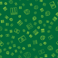 Fototapeta premium Set line Server, Browser with exclamation mark and Financial growth on seamless pattern. Vector