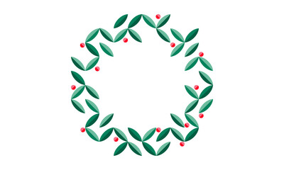Christmas wreath abstract geometric vector illustration Christmas green ornament for web mobile post cards