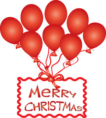 merry christmas card red balloons