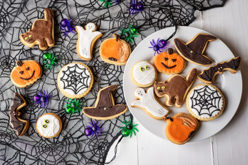 tasty cute fun baked halloween cookies  - 541805111