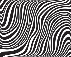 Line art optical art. Psychedelic background. Monochrome background. Optical illusion style. Black dark background. . Graphic ornament. Vector template