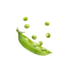 green peas isolated on white - obrazy, fototapety, plakaty