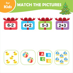 Educational children's game. Math game, solve an example, task, numbers