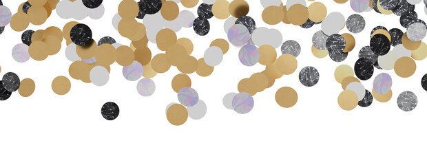 Glittering confetti on a transparent background. Holiday, birthday and Christmas decoration