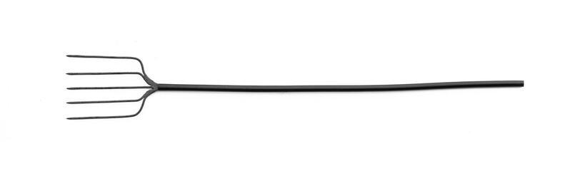 black pitchfork isolated on white background