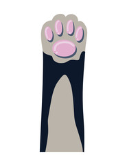 Cat paw. Cute cartoon domestic animal foot isolated on white background. Furry kitten paw. Footprint icon