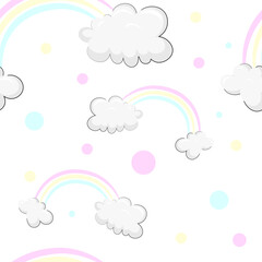 seamless pattern with rainbow and clouds © Ksenia