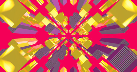 Render with golden rectangles on crimson color