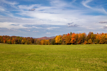 Fototapeta na wymiar Colorful autumn trees, Morristown, Vermont, USA