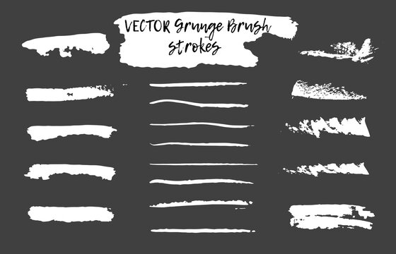 Vector Stroke Paint Textures. Ink Strokes. Paint Brush Strokes. White Smears. Artistic Acrylic Abstract. Graphite Smudges. Graphic Ink Paintbrush. Charcoal Texture. Rough Chalk.