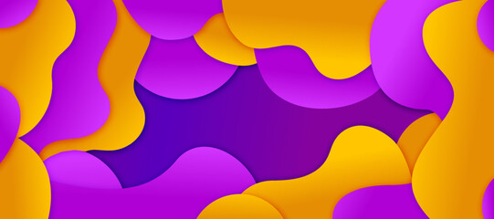 Fototapeta na wymiar Minimalist orange and purple liquid shape background design