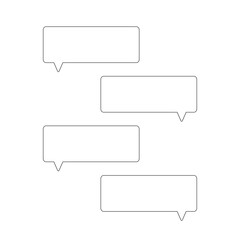 Blank speech bubbles outline mockup. Message window with text editable. Four empty dialog boxes vector icons