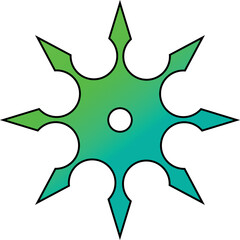 Obraz premium Shuriken gradient. Ninja throwing weapon. Multi-colored shuriken for a fight