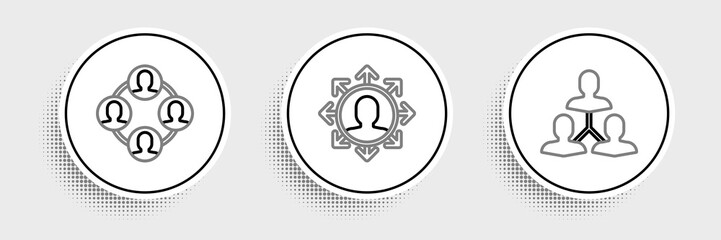 Set line Project team base, and icon. Vector