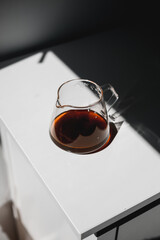 decanter with brewed coffee