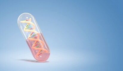capsule with DNA double helix inside - 3d render