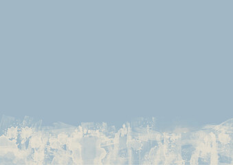 Fototapeta na wymiar 2d simple blur antique white frame winter blue background watercolor pastel cream pattern